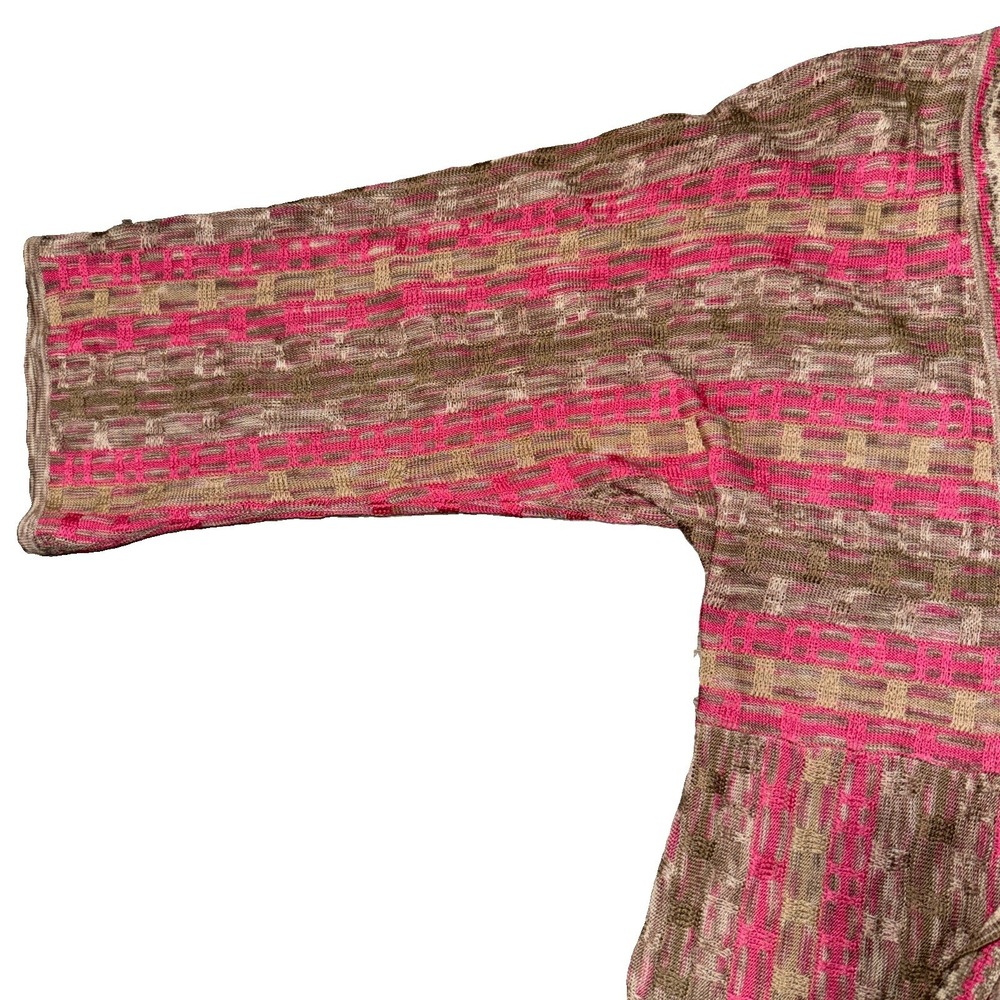 Nic & Zoe 100% Silk Open Cardigan M Tie Front Pink Tan - Picture 4 of 7